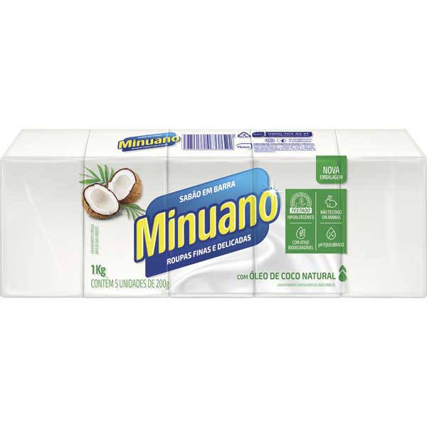 SABAO EM BARRA MINUANO DE COCO 5X100G