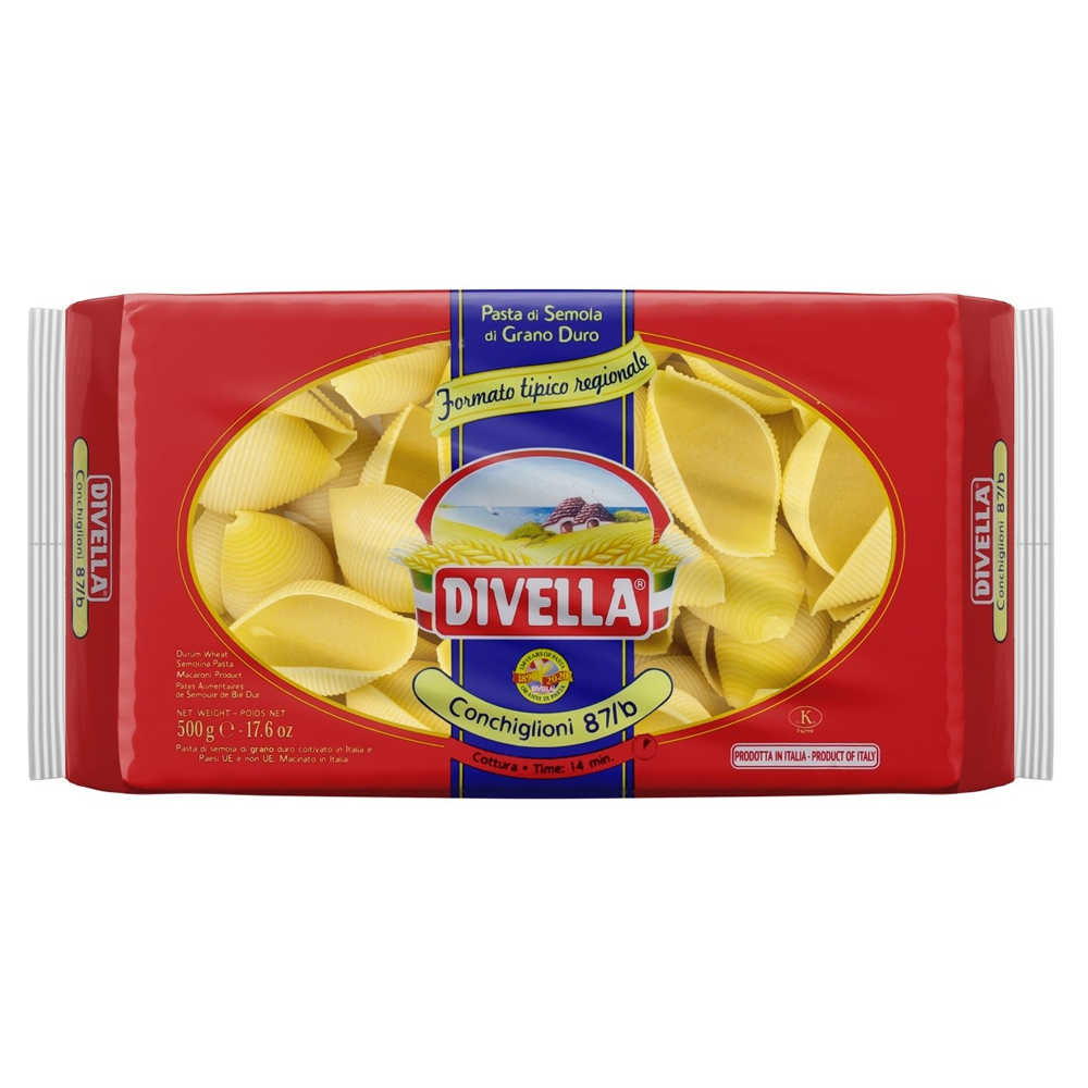 MACARRÃO DE SÊMOLA GRANO DURO CONCHIGLIONI 87B DIVELLA PACOTE 500G