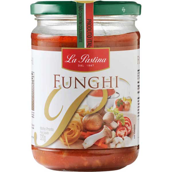 MOLHO DE TOMATE FUNGHI LA PASTINA VIDRO 320G