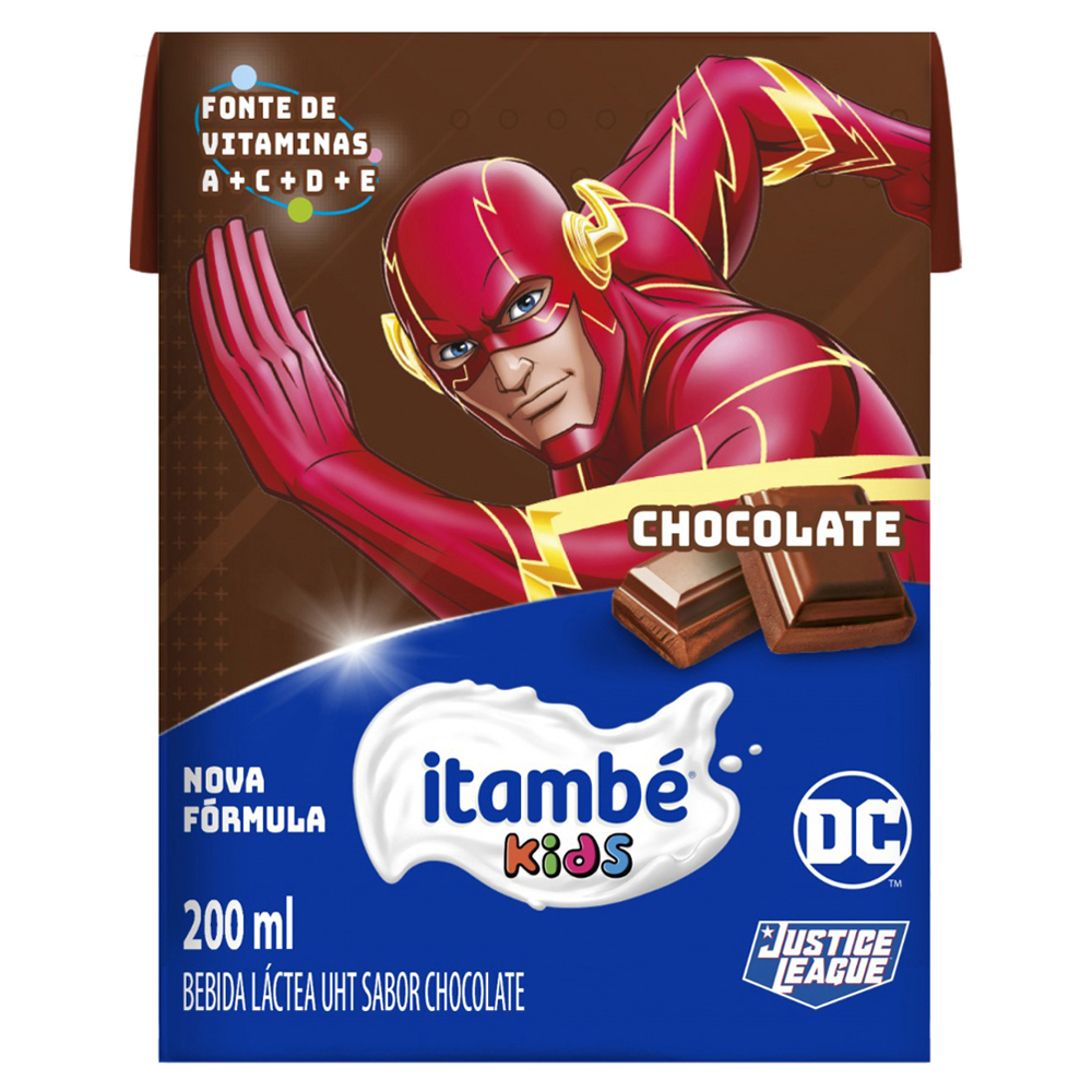BEBIDA LÁCTEA UHT CHOCOLATE JUSTICE LEAGUE ITAMBÉ KIDS CAIXA 200ML