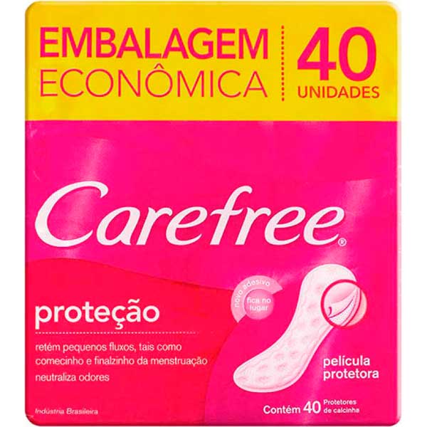 PROTETOR DIÁRIO SEM ABAS COM PERFUME CAREFREE PROTEÇÃO PACOTE 40 UNIDADES LEVE MAIS PAGUE MENOS