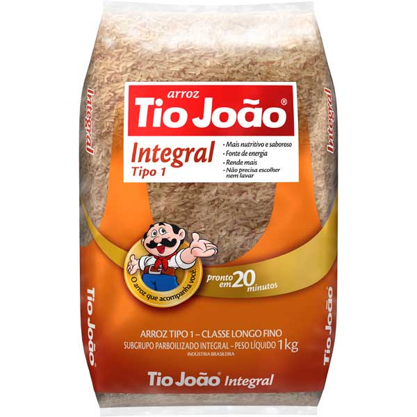 ARROZ PARBOILIZADO TIPO 1 INTEGRAL TIO JOÃO PACOTE 1KG