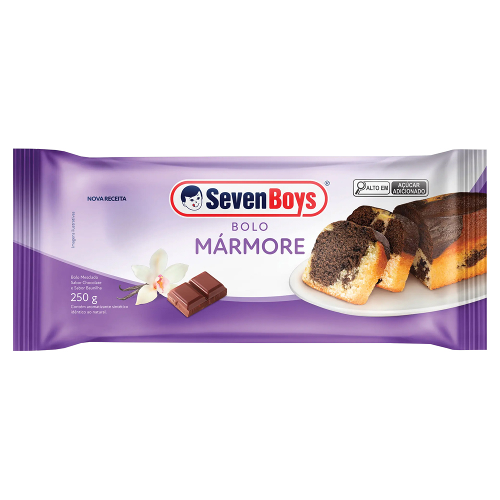 BOLO MÁRMORE CHOCOLATE E COCO SEVEN BOYS PACOTE 250G