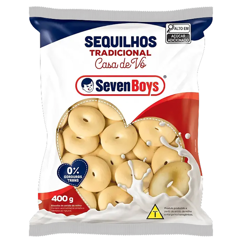 BISCOITO SEQUILHO TRADICIONAL SEVEN BOYS CASA DE VÓ PACOTE 400G