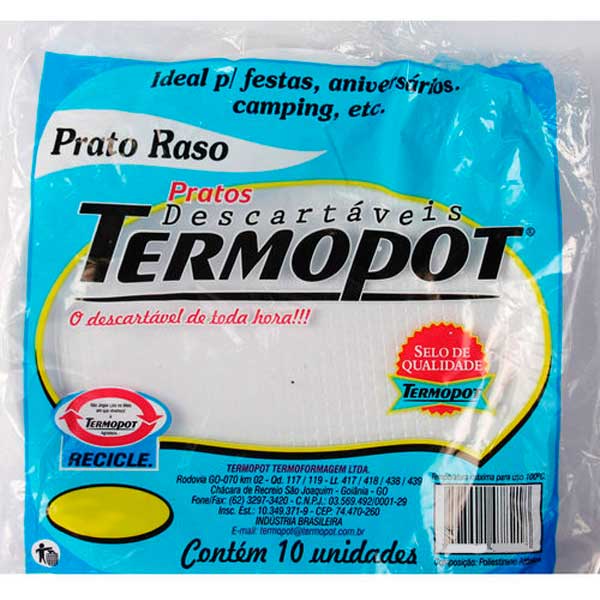 PRATO DESCART TERMOPOT RASO 21CMX10UN
