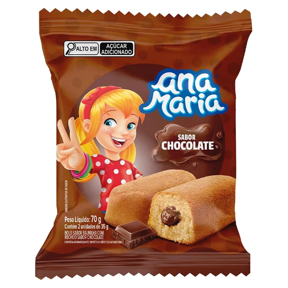BOLO BAUNILHA RECHEIO CHOCOLATE ANA MARIA PACOTE 70G
