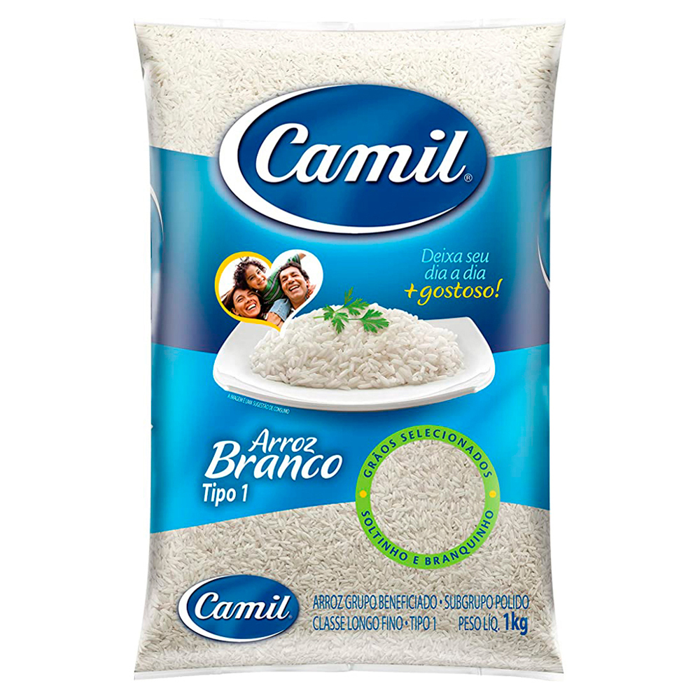 ARROZ BRANCO TIPO 1 CAMIL PACOTE 1KG