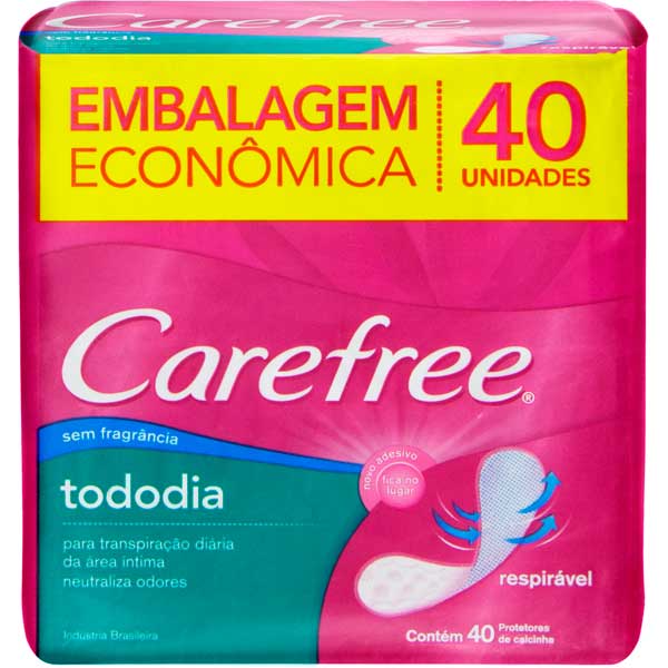 PROTETOR DIÁRIO SEM ABAS CAREFREE PROTEÇÃO PACOTE 40 UNIDADES LEVE MAIS PAGUE MENOS