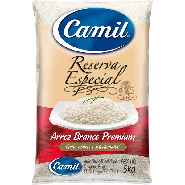 ARROZ BRANCO TIPO 1 RESERVA ESPECIAL CAMIL PREMIUM PACOTE 5KG