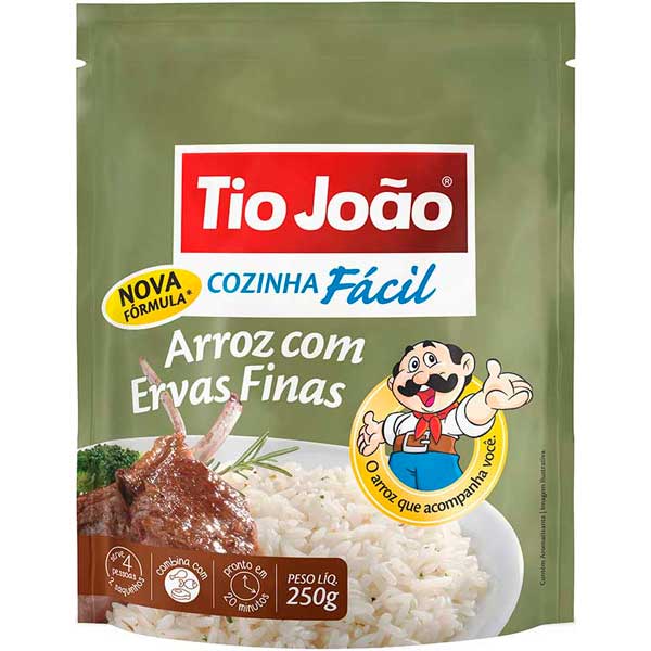 ARROZ COM ERVAS FINAS TIO JOÃO COZINHA FÁCIL PACOTE 250G 2 UNIDADES
