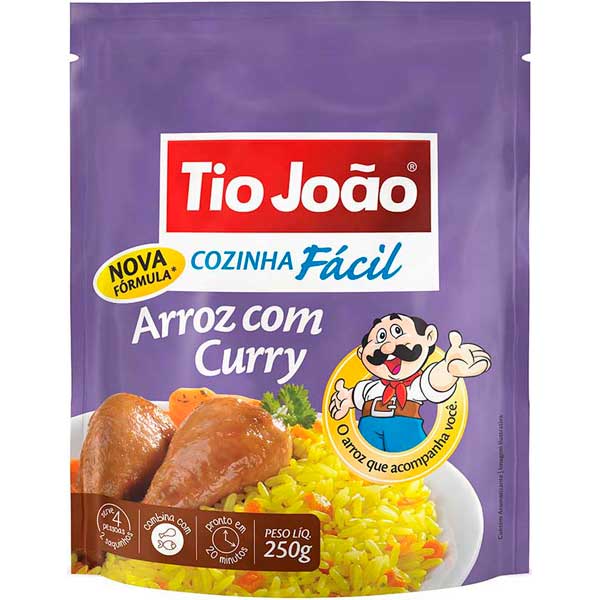 ARROZ COM CURRY TIO JOÃO COZINHA FÁCIL PACOTE 250G 2 UNIDADES