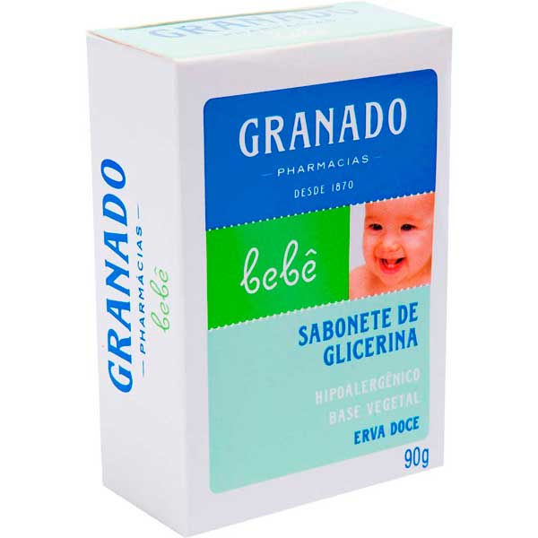 SABONETE BARRA DE GLICERINA ERVA-DOCE GRANADO BEBÊ CAIXA 90G