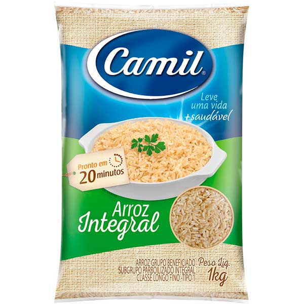 ARROZ PARBOILIZADO TIPO 1 INTEGRAL CAMIL PACOTE 1KG