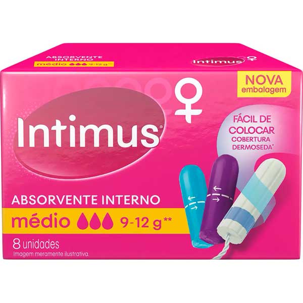 ABSORVENTE INTERNO INTIMUS MÉDIO CAIXA 8 UNIDADES