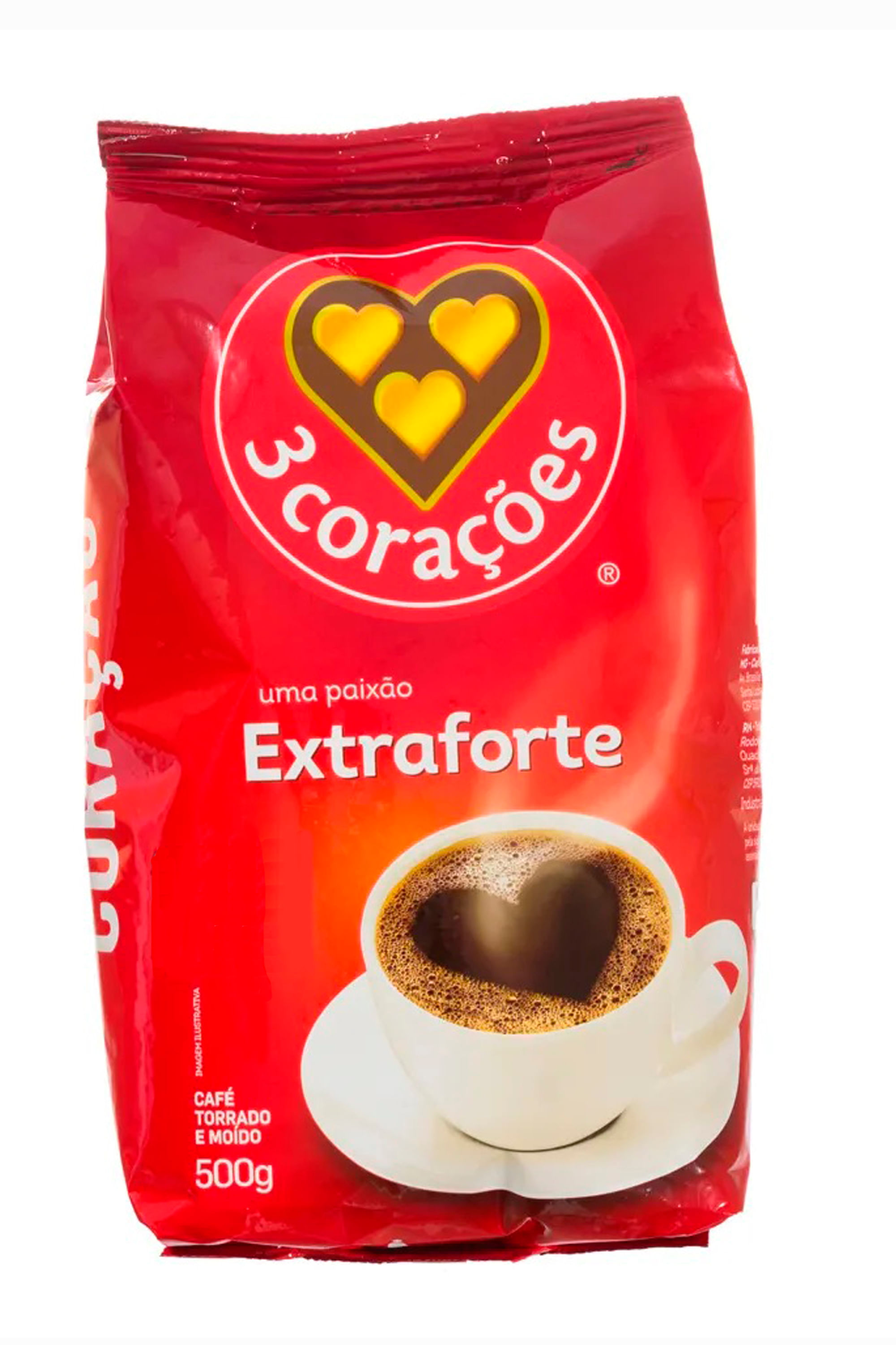 CAFÉ TORRADO E MOÍDO EXTRAFORTE 3 CORAÇÕES PACOTE 500G