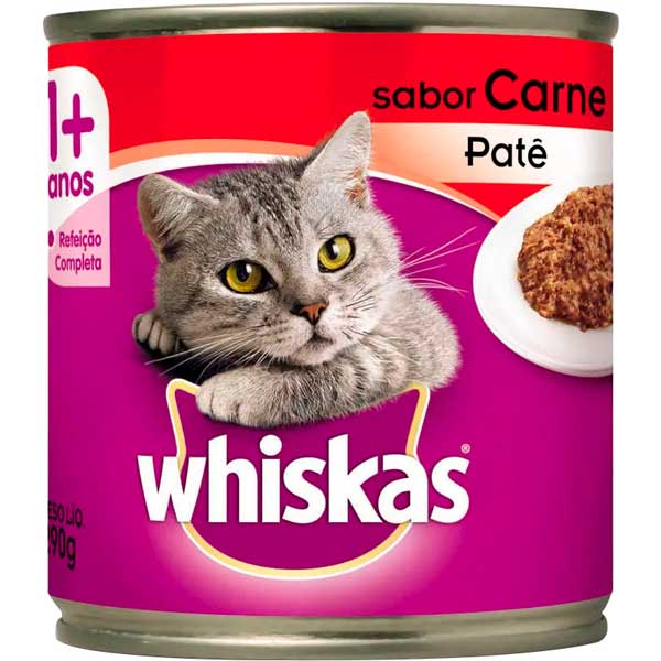 RACAO WHISKAS BIOPLUS CARNE LATA 290GR
