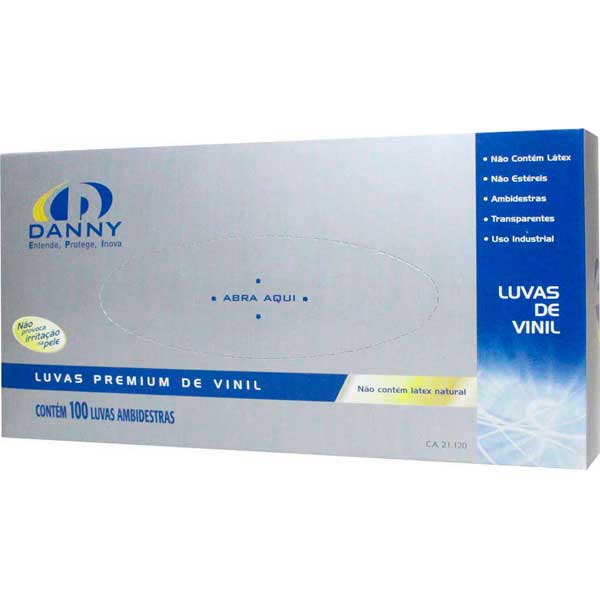LUVA VINIL DANNY SEM AMIDO  M 100UN