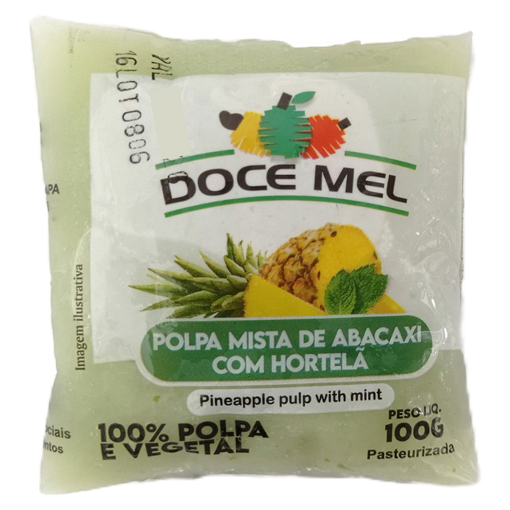 POLPA DE FRUTA DOCE MEL ABACAXI COM HORTELÃ - 100G
