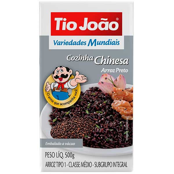 ARROZ PRETO TIPO 1 INTEGRAL TIO JOÃO VARIEDADES MUNDIAIS COZINHA CHINESA CAIXA 500G