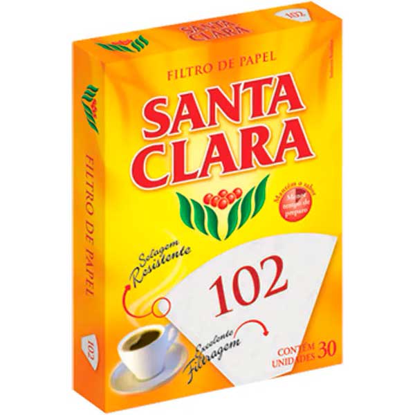 FILTRO DE PAPEL SANTA CLARA 102 CAIXA 30 UNIDADES