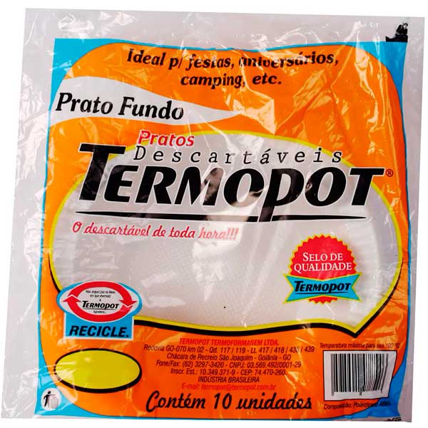 PRATO DESCART TERMOPOT FUNDO 21CMX10UN
