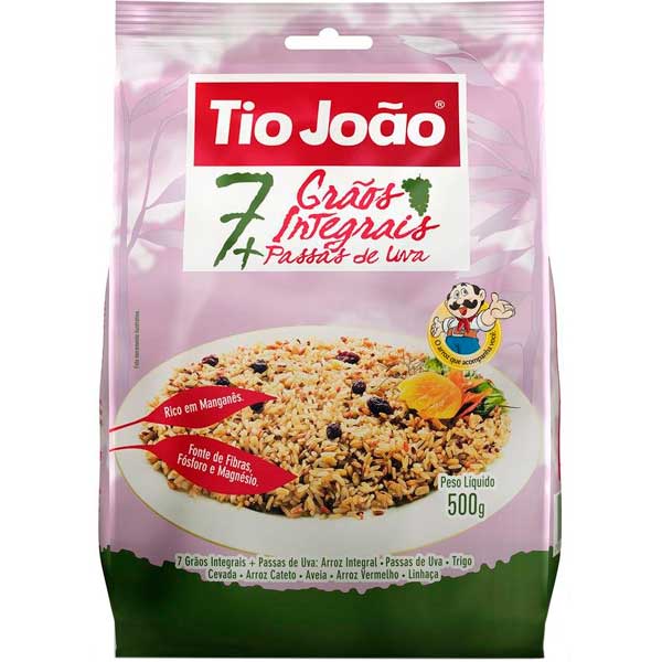 ARROZ INTEGRAL 7 GRÃOS COM PASSAS TIO JOÃO 500G
