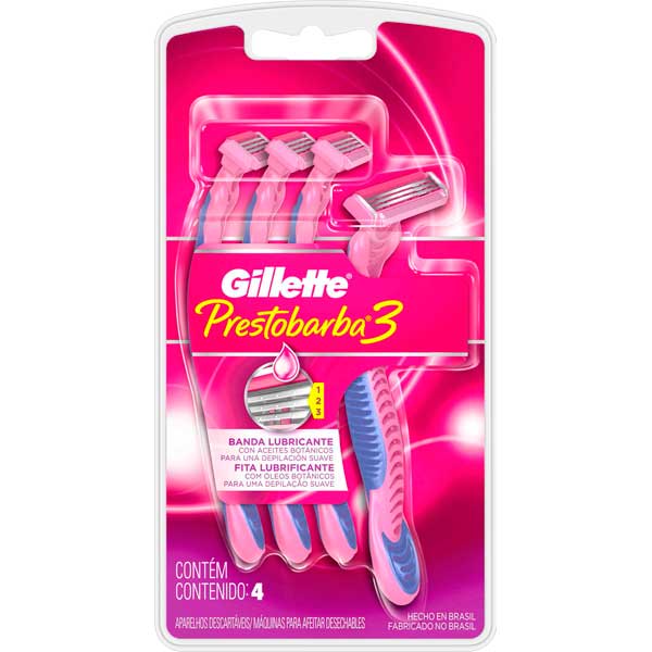 APARELHO DE DEPILAÇÃO GILLETTE PRESTOBARBA LEVE 4 PAGUE 3 UN