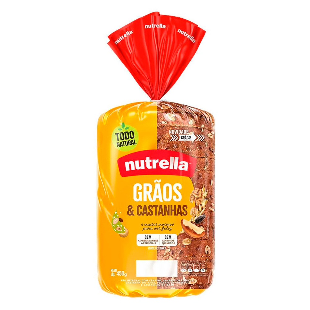 PAO GRAOS E CASTANHAS NUTRELLA 450G