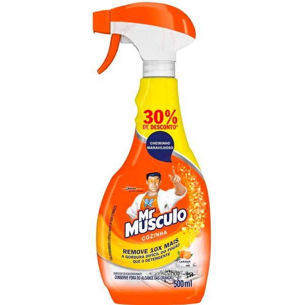 LIMPADOR DESENGORDURANTE COZINHA LARANJA MR MÚSCULO FRASCO 500ML BORRIFADOR OFERTA ESPECIAL