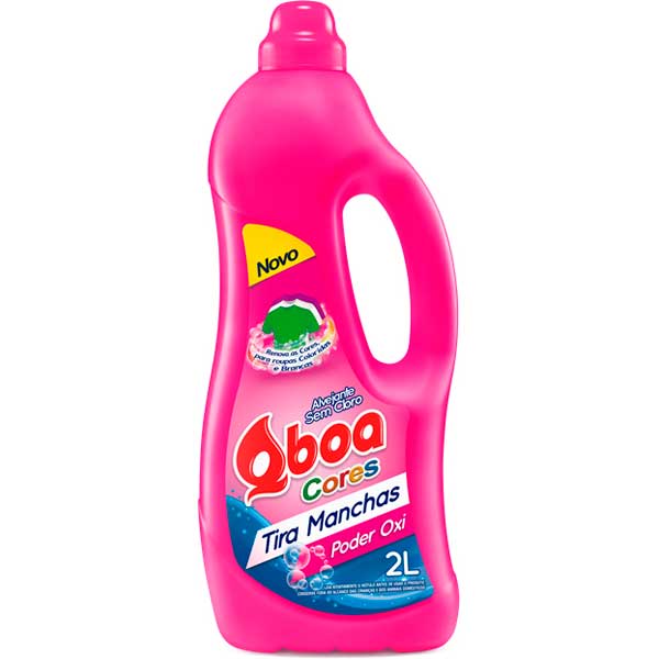 TIRA-MANCHAS LÍQUIDO ROUPAS COLORIDAS QBOA CORES FRASCO 2L