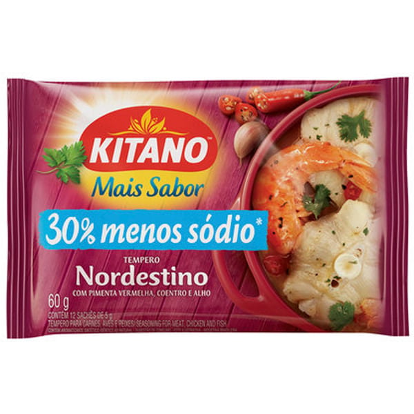 TEMPERO PÓ NORDESTINO KITANO MAIS SABOR PACOTE 60G 12 UNIDADES