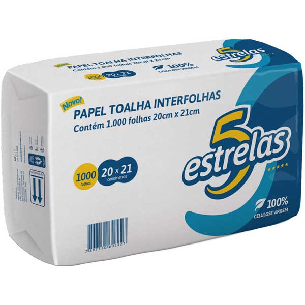 PAPEL TOALHA 5 ESTRELAS 20X21CM 1000 FLS