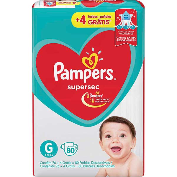 FRALDA PAMPERS SUPERSEC JUMBO G 80UN