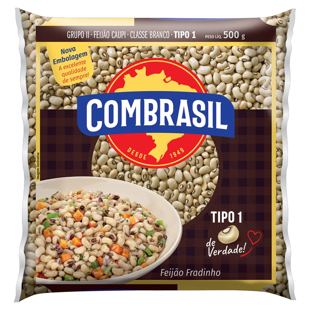 FEIJÃO FRADINHO TIPO 1 COMBRASIL PACOTE 500G