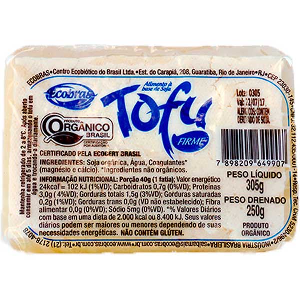 TOFU ECOBRAS ORGÂNICO FIRME 250G