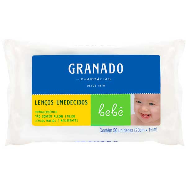 LENÇO UMEDECIDO MACIO GRANADO BEBÊ PACOTE 50 UNIDADES