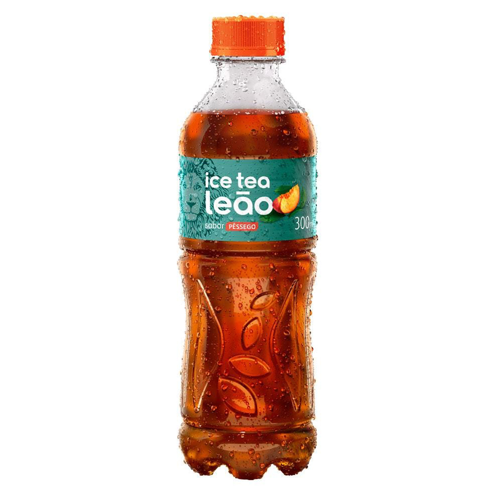 CHÁ PRETO ICE TEA PÊSSEGO LEÃO GARRAFA 300ML