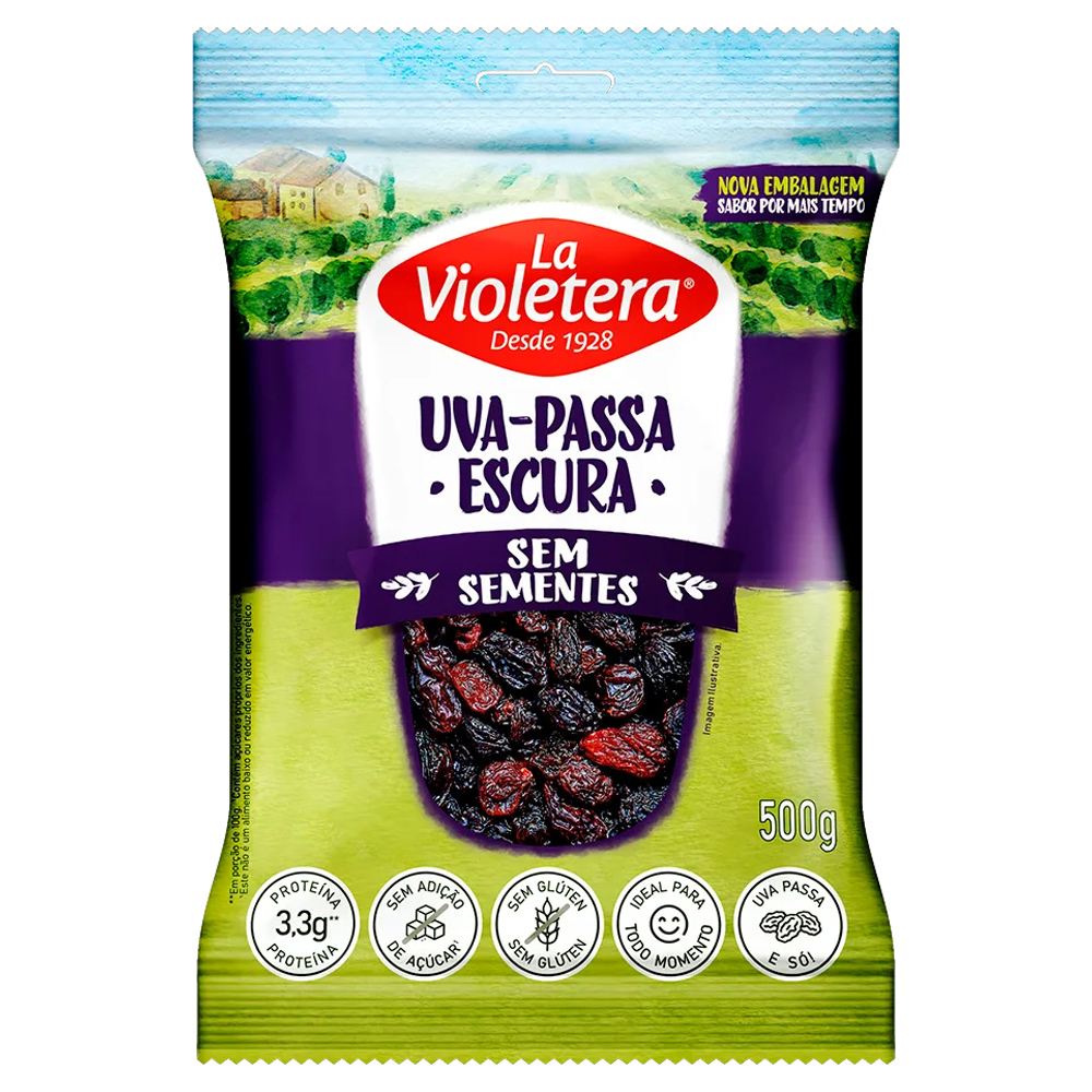 UVA PASSA LA VIOL S/SEMENTE PRETA 500G