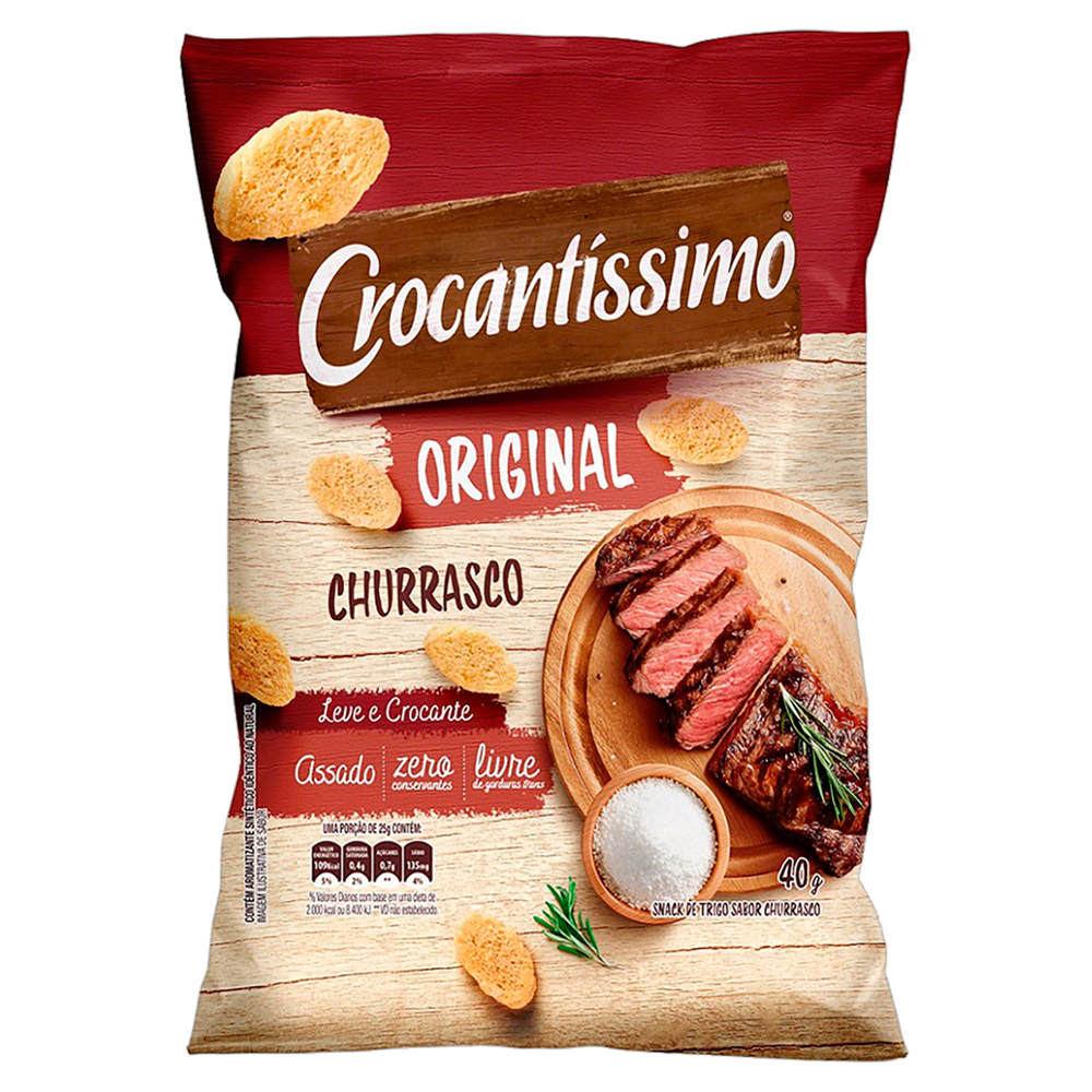 SNACK DE TRIGO CHURRASCO CROCANTÍSSIMO ORIGINAL PACOTE 40G