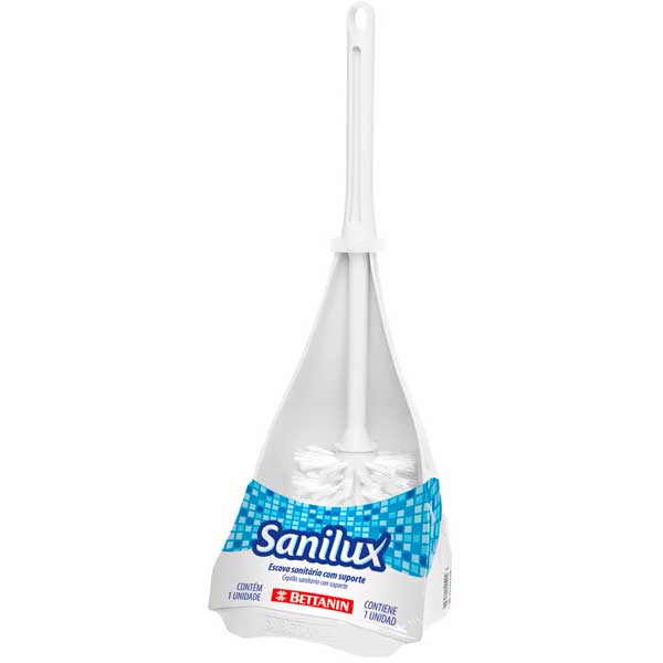 ESCOVA SANITÁRIA COM SUPORTE PRETA SANILUX
