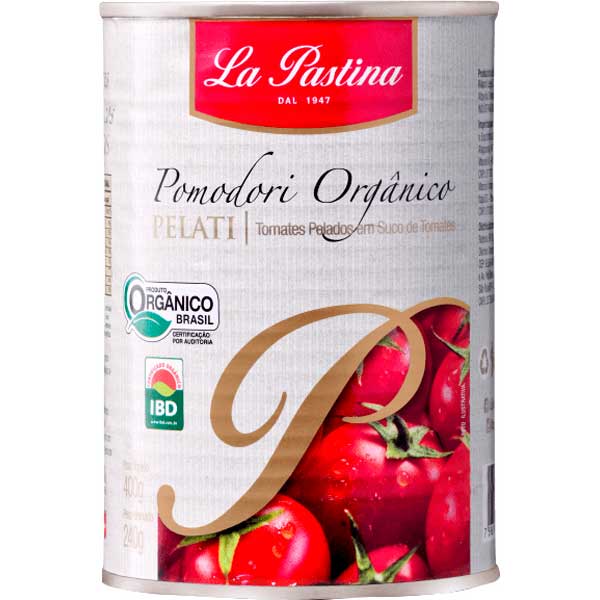 TOMATE PELADO ORGÂNICO LA PASTINA LATA 400G