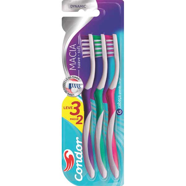ESCOVA DENTAL MACIA CONDOR DYNAMIC 3 UNIDADES