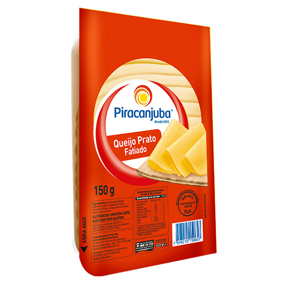 QUEIJO PRATO FAT PIRACANJUBA 150G