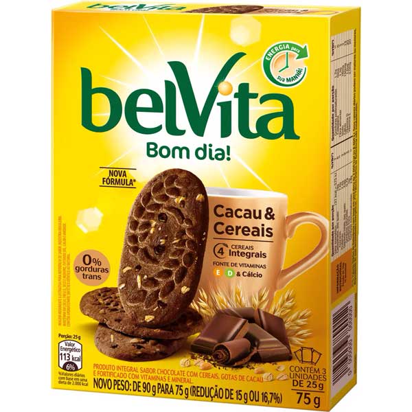 BISC BELVITA 3X25G CACAU CEREAIS