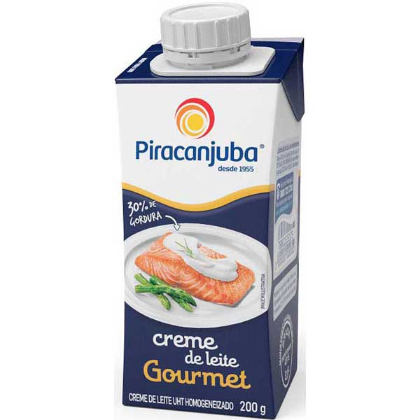 CREME DE LEITE UHT HOMOGENEIZADO PIRACANJUBA GOURMET CAIXA COM TAMPA 200G