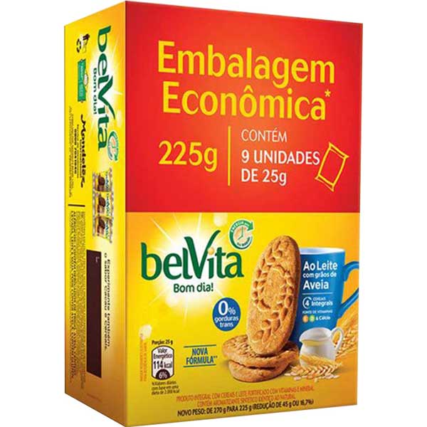 BISC BELVITA 9X25G LEITE C/AVEIA