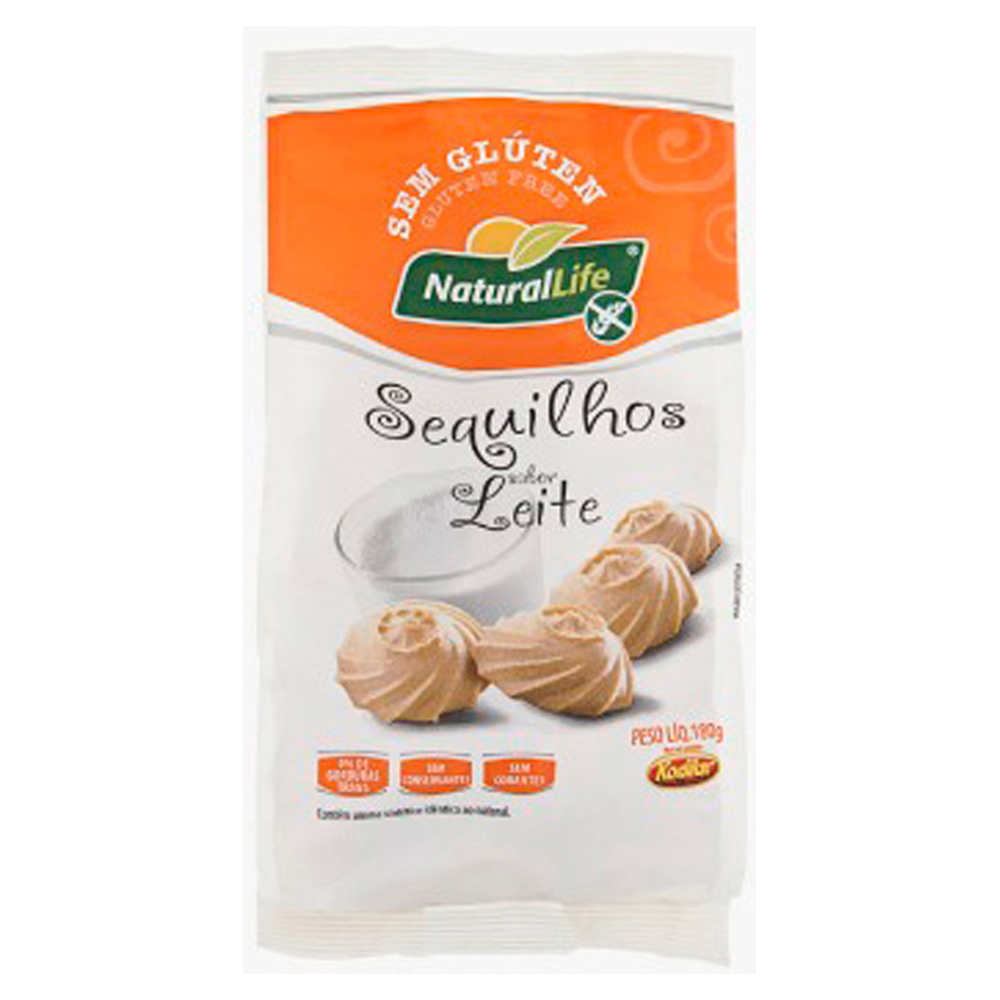 BISCOITO SEQUILHO LEITE SEM GLÚTEN NATURAL LIFE PACOTE 180G