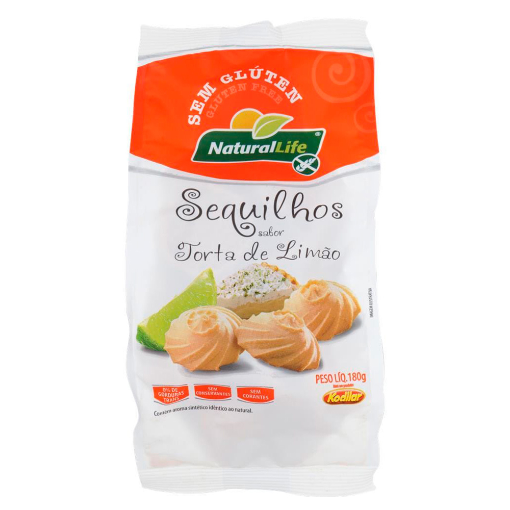 BISCOITO SEQUILHO SEM GLÚTEN NATURAL LIFE TORTA DE LIMÃO 180G