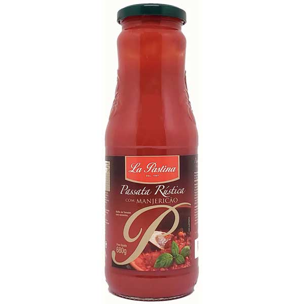 MOLHO DE TOMATE PASSATA RÚSTICA COM MANJERICÃO LA PASTINA VIDRO 680G