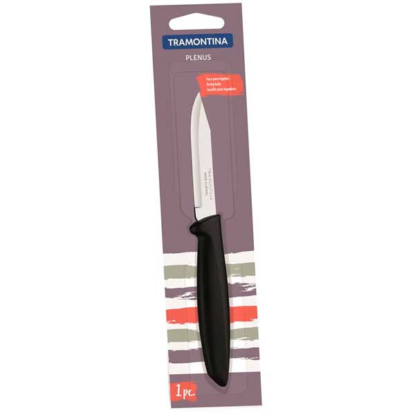 FACA PARA LEGUMES E FRUTAS INOX PRETA TRAMONTINA PLENUS 3”